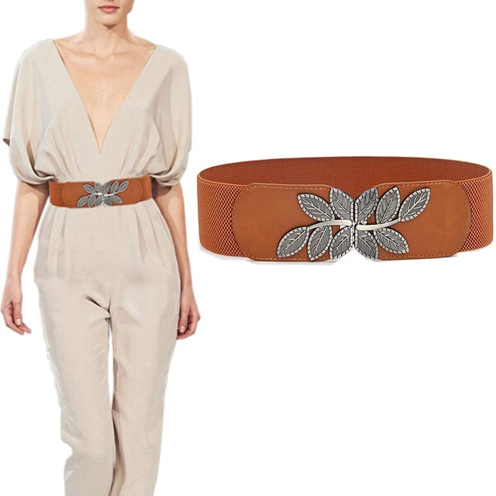 PALAY Sleek Women Wide Elastic Belt For Dress Ladies Stretchy Belt Interlocking Buckle, Vintage Blouse Blazer Dress Belt Jumpsuit Dress Belts PALAY Sleek Women Wide Elastic Belt For Dress Ladies Stretchy Belt Interlocking Buckle, Vintage Blouse Blazer Dress Belt Jumpsuit Dress Belts